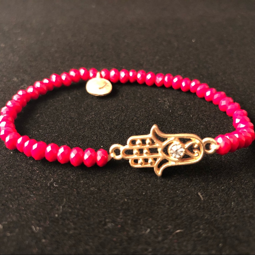 Red beaded HAMSA bracelet
